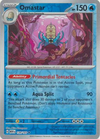 Omastar 139/165 Reverse Holo | 151 | Pokemon Card