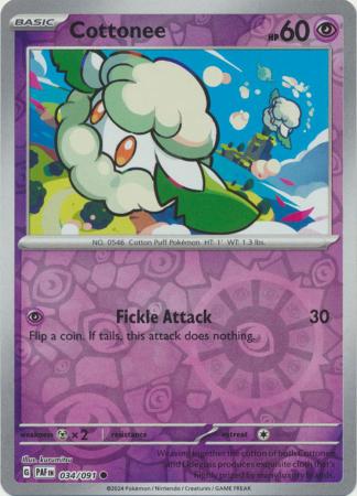 Cottonee 34/91 Reverse Holo | Paldean Fates | Pokemon Card