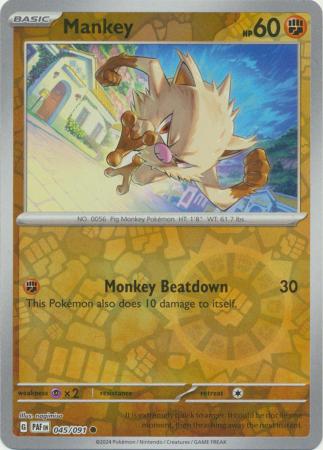 Mankey 45/91 Reverse Holo | Paldean Fates | Pokemon Card