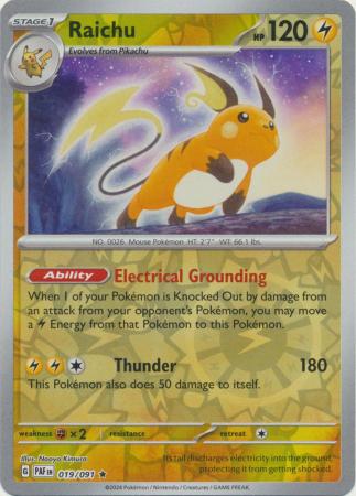 Raichu 19/91 Reverse Holo | Paldean Fates | Pokemon Card