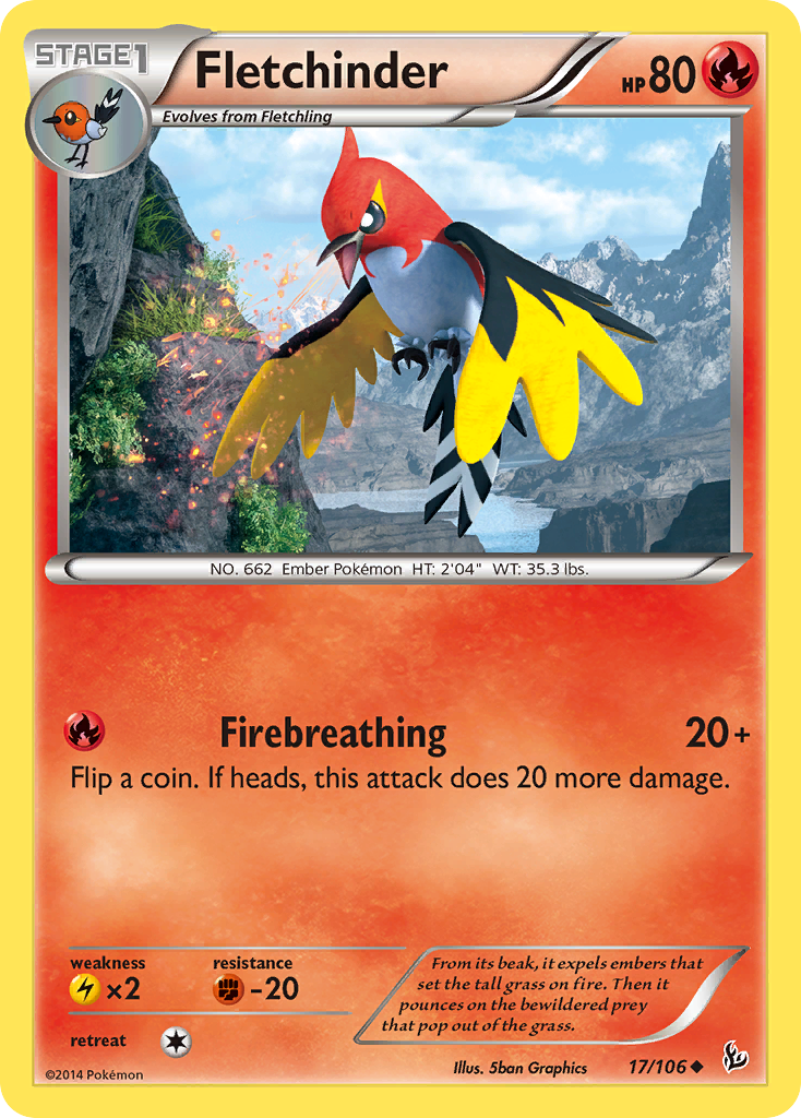 Fletchinder 17/106 Uncommon | Flashfire | Pokemon Card