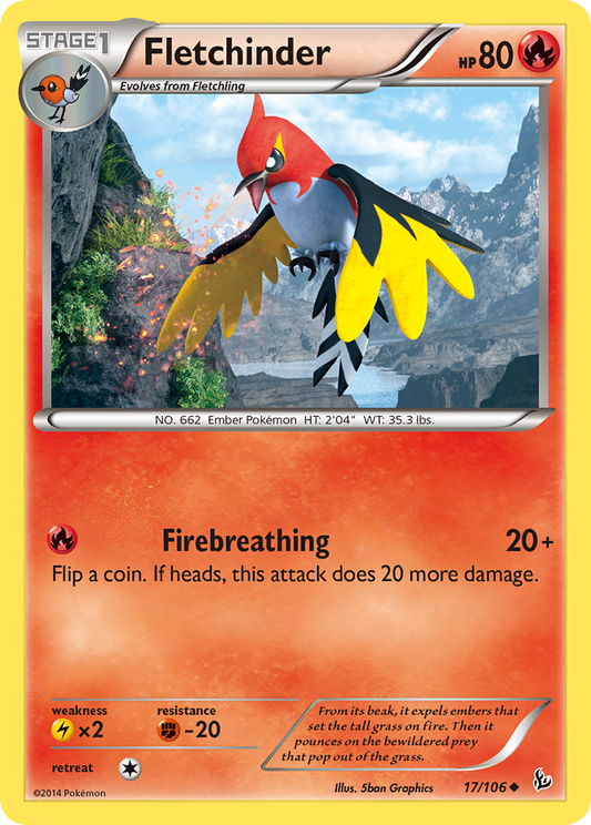 Fletchinder 17/106 Uncommon | Flashfire | Pokemon Card