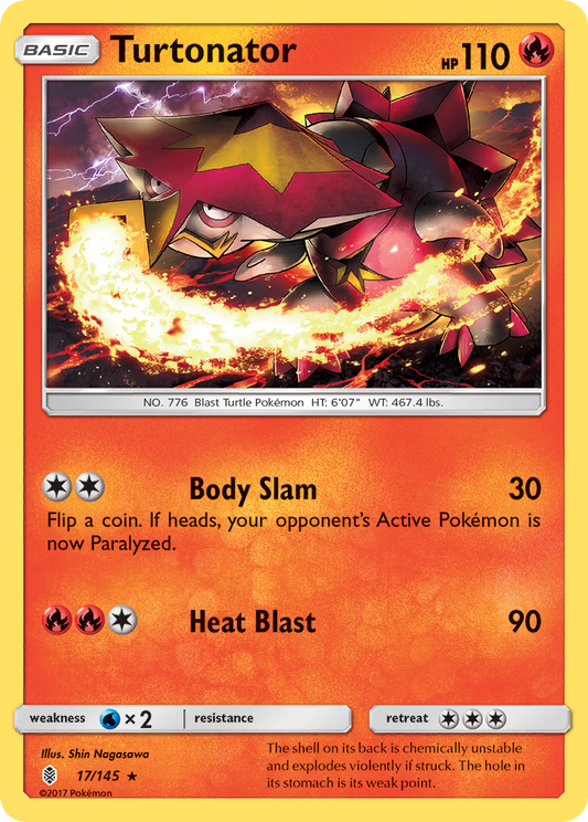 Turtonator 17/145 Rare | Guardians Rising | Pokemon Card