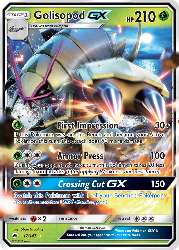 Golisopod-GX 17/147 Rare Holo GX | Burning Shadows | Pokemon Card