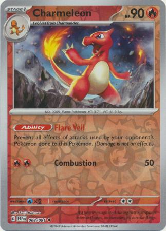 Charmeleon 8/91 Reverse Holo | Paldean Fates | Pokemon Card