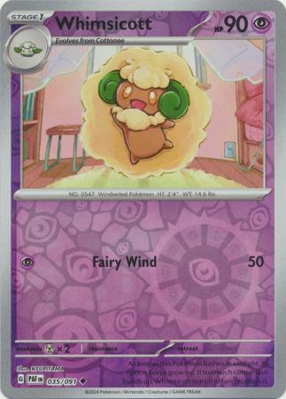 Whimsicott 35/91 Reverse Holo | Paldean Fates | Pokemon Card