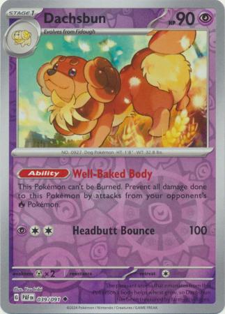 Dachsbun 39/91 Reverse Holo | Paldean Fates | Pokemon Card