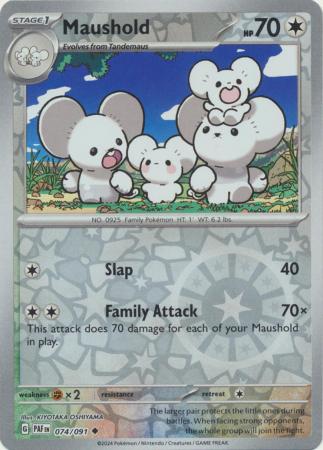 Maushold 74/91 Reverse Holo | Paldean Fates | Pokemon Card