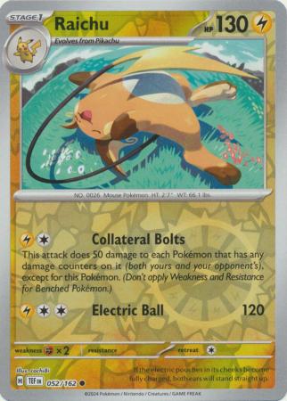 Raichu 52/162 Reverse Holo | Temporal Forces | Pokemon Card