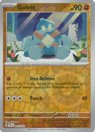 Golett 87/162 Reverse Holo | Temporal Forces | Pokemon Card