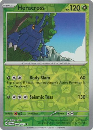 Heracross 8/167 Reverse Holo | Twilight Masquerade | Pokemon Card