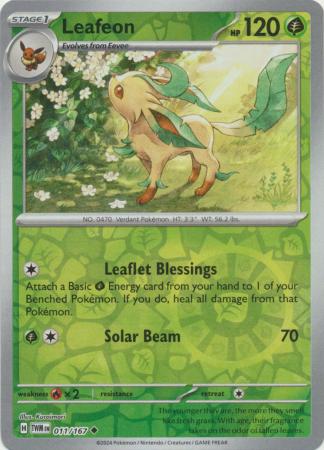 Leafeon 11/167 Reverse Holo | Twilight Masquerade | Pokemon Card