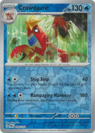 Crawdaunt 48/167 Reverse Holo | Twilight Masquerade | Pokemon Card