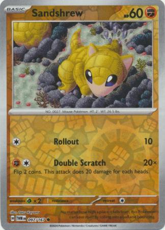 Sandshrew 97/167 Reverse Holo | Twilight Masquerade | Pokemon Card