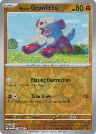 Hisuian Growlithe 99/167 Reverse Holo | Twilight Masquerade | Pokemon Card