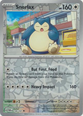 Snorlax 136/167 Reverse Holo | Twilight Masquerade | Pokemon Card