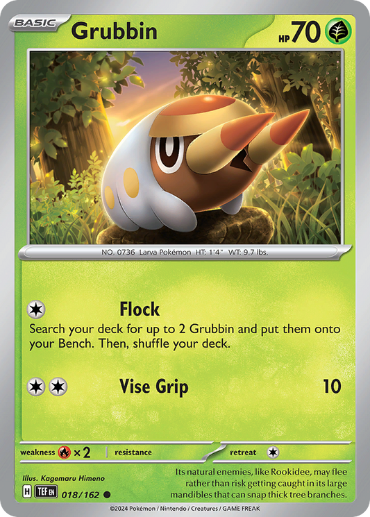 Grubbin 18/162 Common | Temporal Forces | Pokemon Card