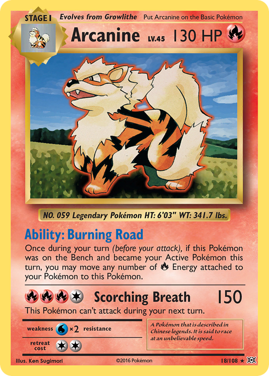 Arcanine 18/108 Rare | Evolutions | Pokemon Card