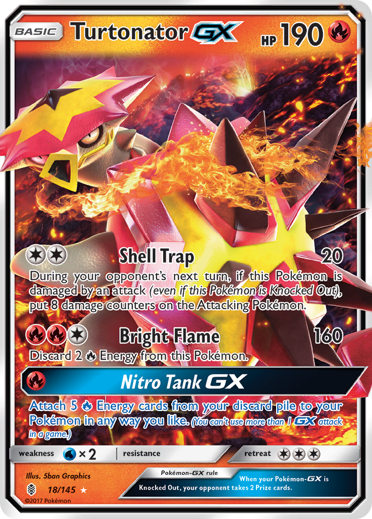 Turtonator-GX 18/145 Rare Holo GX | Guardians Rising | Pokemon Card