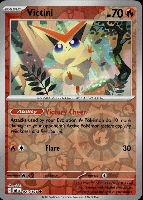 Victini 21/191 Reverse Holo | Surging Sparks | Pokemon Card