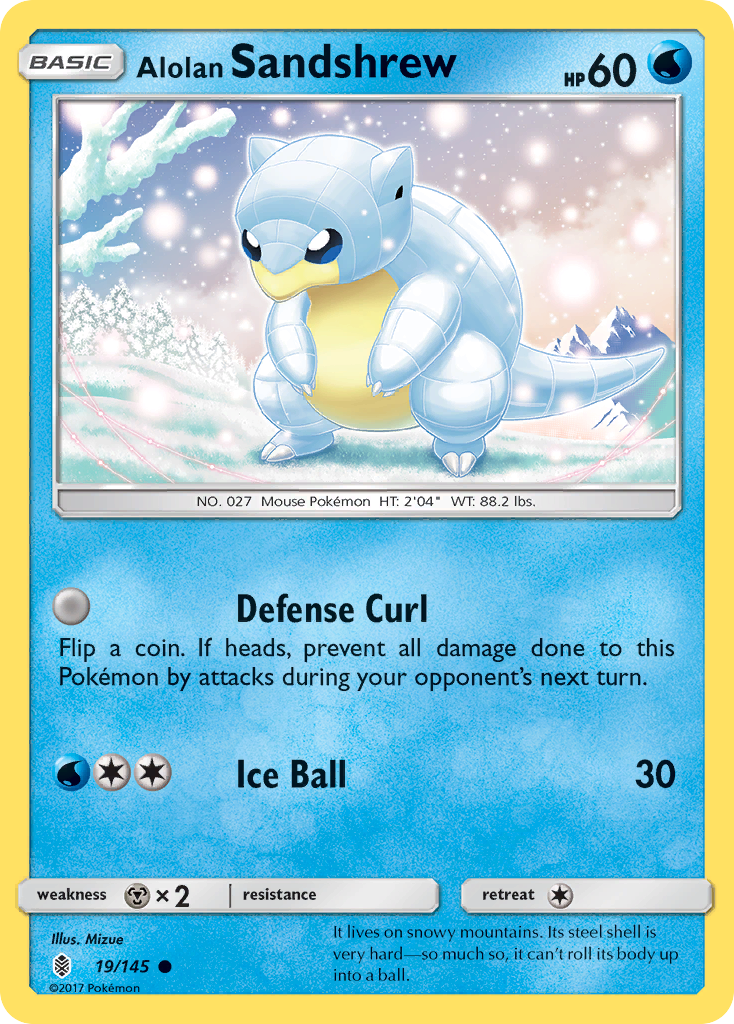 Alolan Sandshrew 19/145 Common | Guardians Rising | Pokemon Card