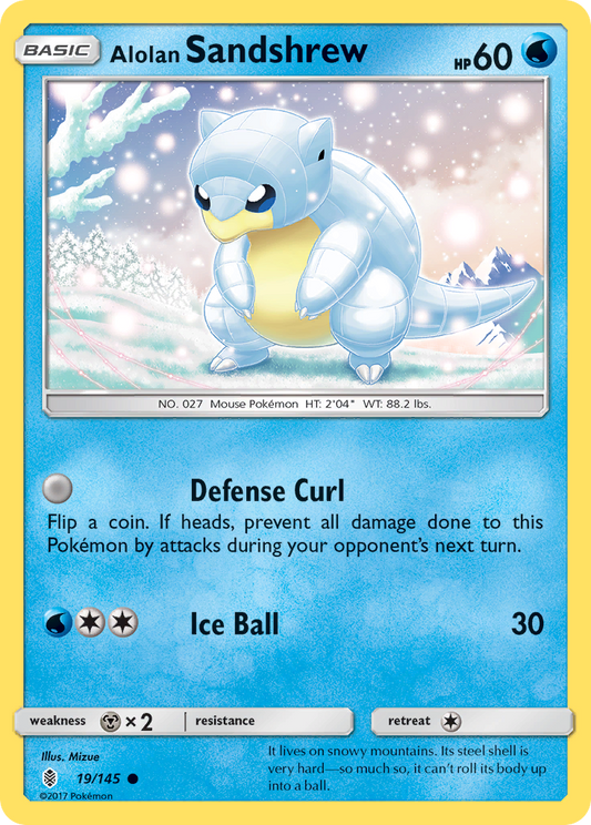 Alolan Sandshrew 19/145 Common | Guardians Rising | Pokemon Card