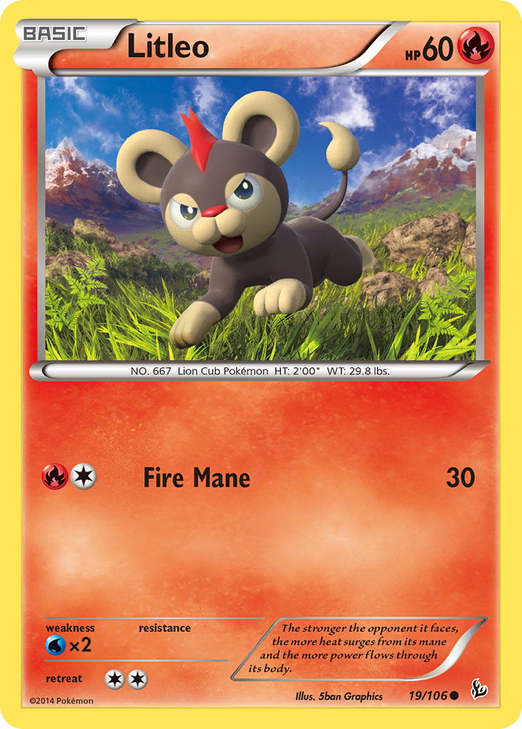 Litleo 19/106 Common | Flashfire | Pokemon Card