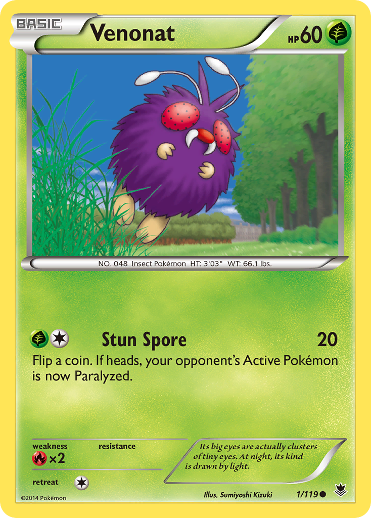 Venonat 1/119 Common | Phantom Forces | Pokemon Card