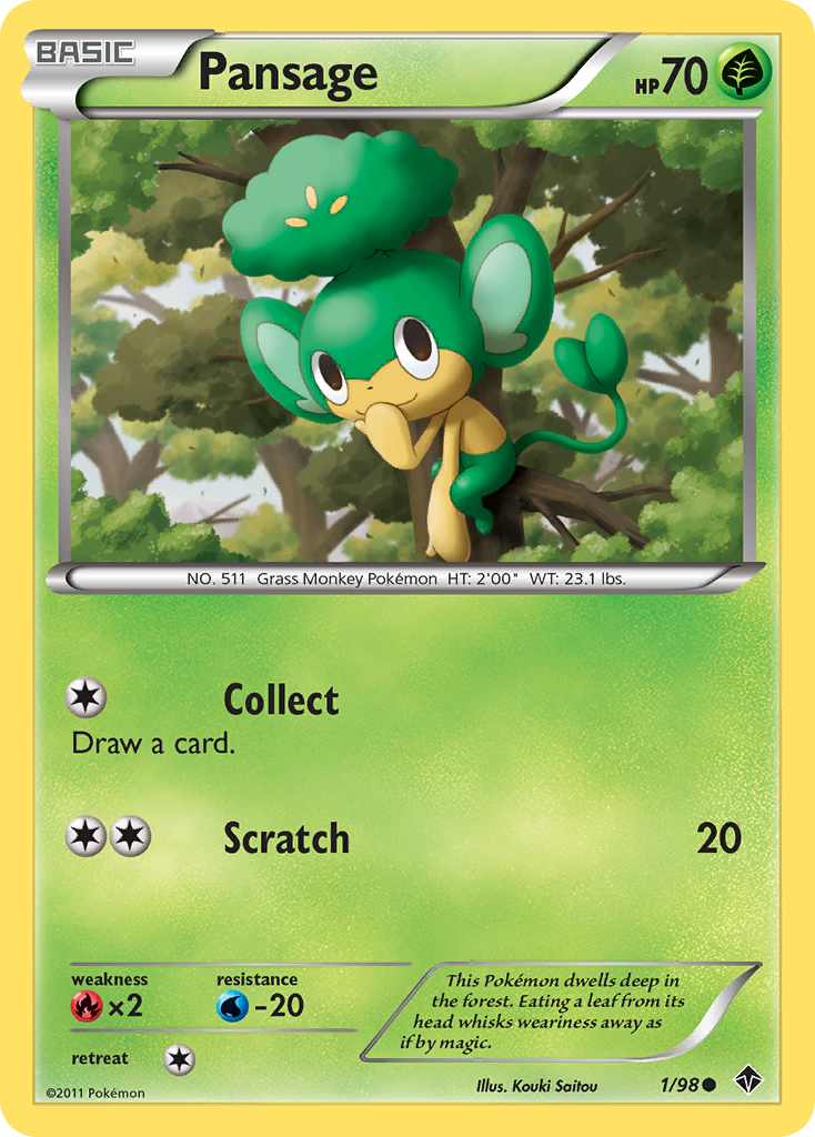 Pansage 1/98 Common | Emerging Powers | Pokemon Card