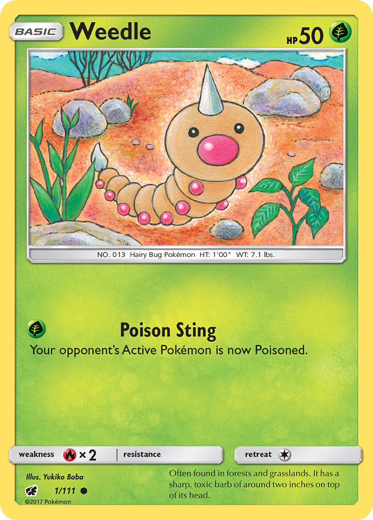 Weedle 1/111 Common | Crimson Invasion | Pokemon Card