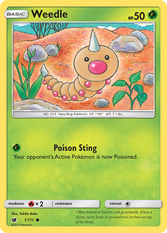 Weedle 1/111 Common | Crimson Invasion | Pokemon Card