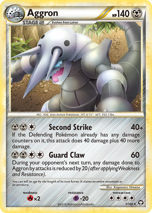 Aggron 1/102 Rare Holo | HS—Triumphant | Pokemon Card