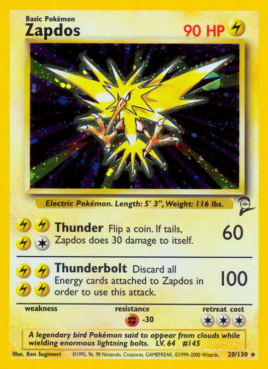 Zapdos 20/130 Rare Holo | Base Set 2 | Pokemon Card