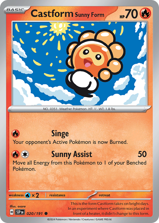 Castform Sunny Form 20/191 Common | Surging Sparks | Pokemon Card