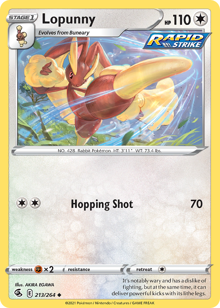 Lopunny 213/264 Uncommon | Fusion Strike | Pokemon Card