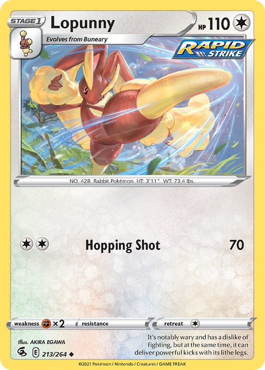 Lopunny 213/264 Uncommon | Fusion Strike | Pokemon Card