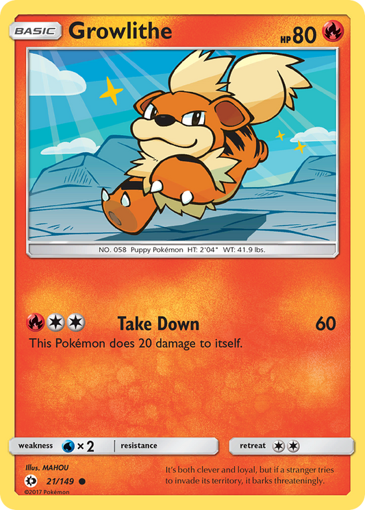 Growlithe 21/149 Common | Sun & Moon | Pokemon Card