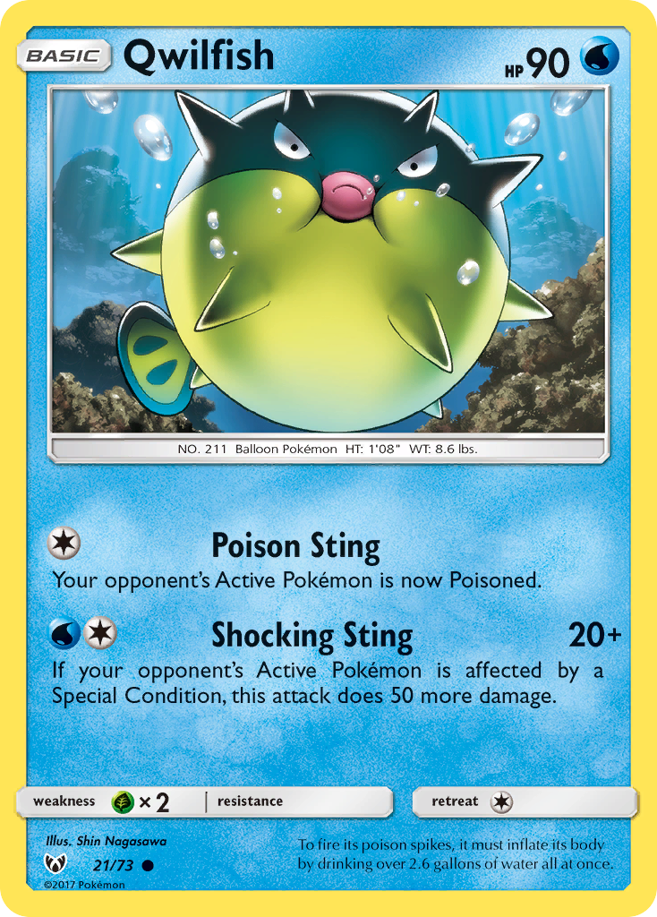 Qwilfish 21/73 Common | Shining Legends | Pokemon Card