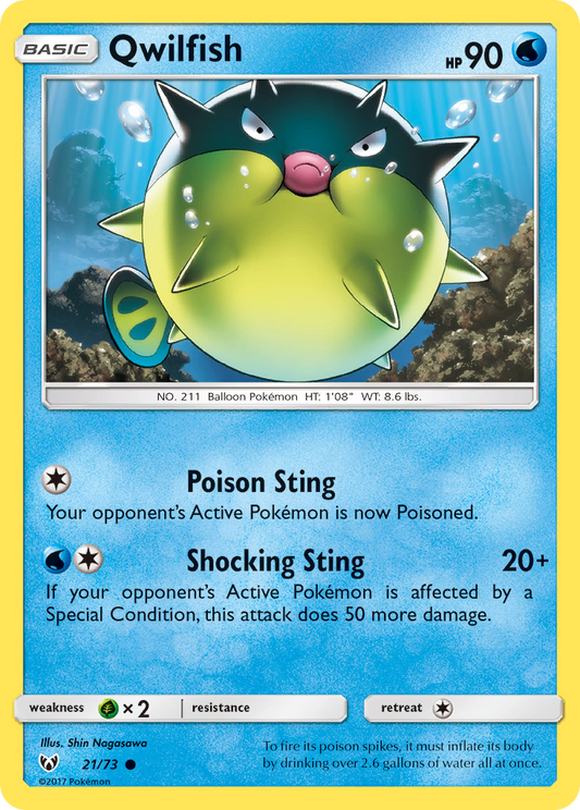 Qwilfish 21/73 Common | Shining Legends | Pokemon Card