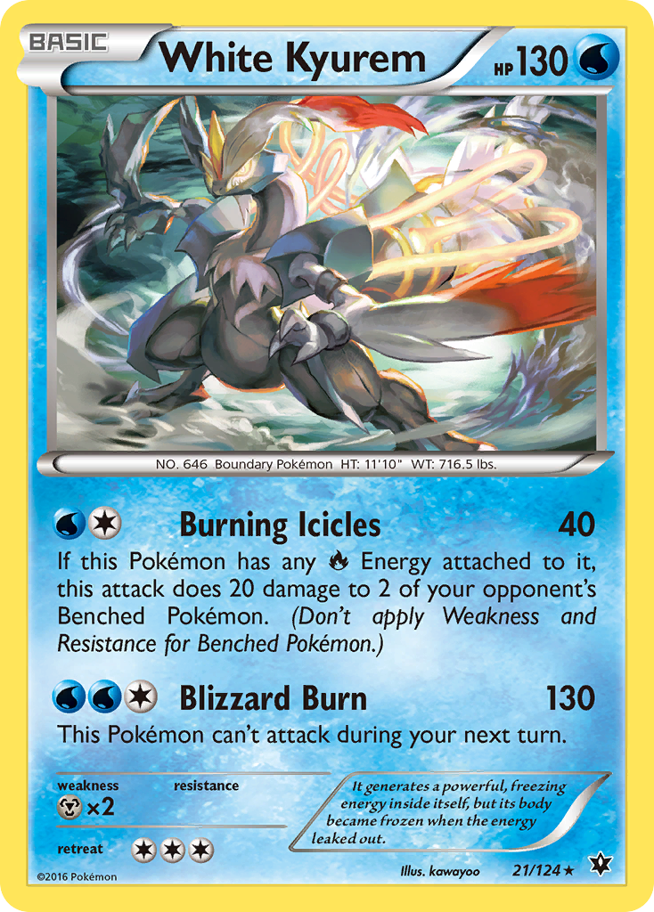 White Kyurem 21/124 Rare Holo | Fates Collide | Pokemon Card