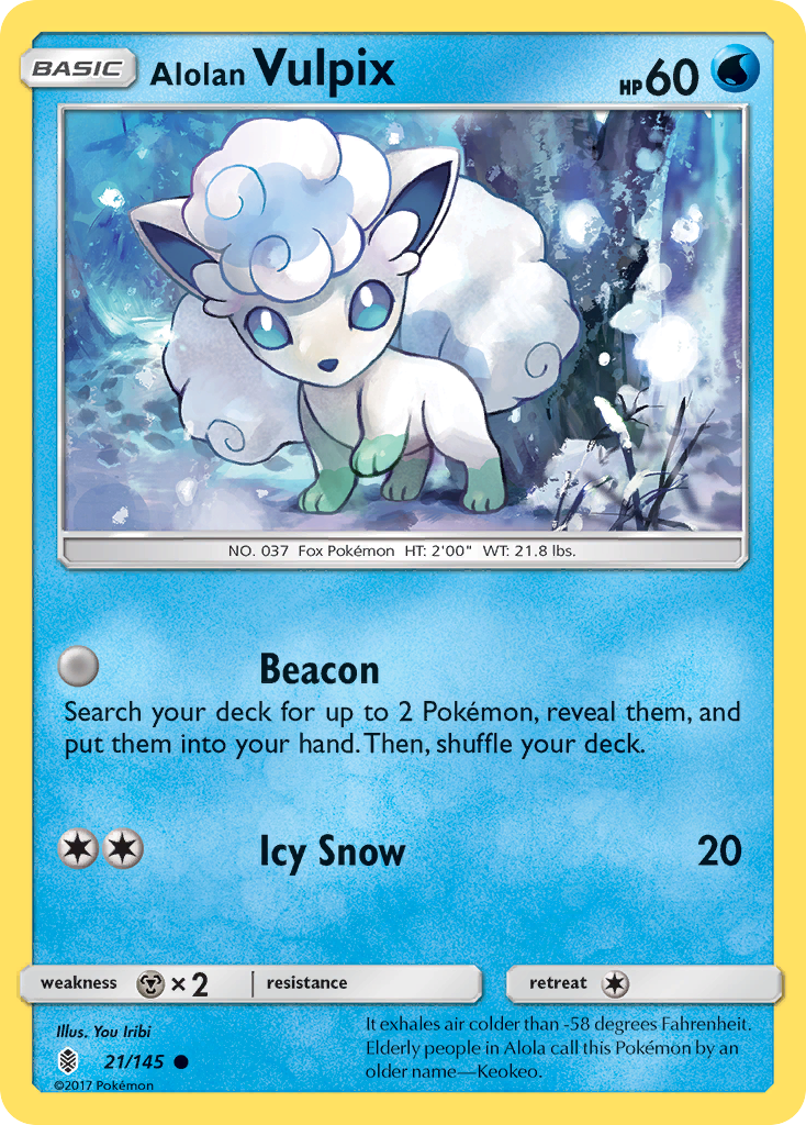 Alolan Vulpix 21/145 Common | Guardians Rising | Pokemon Card