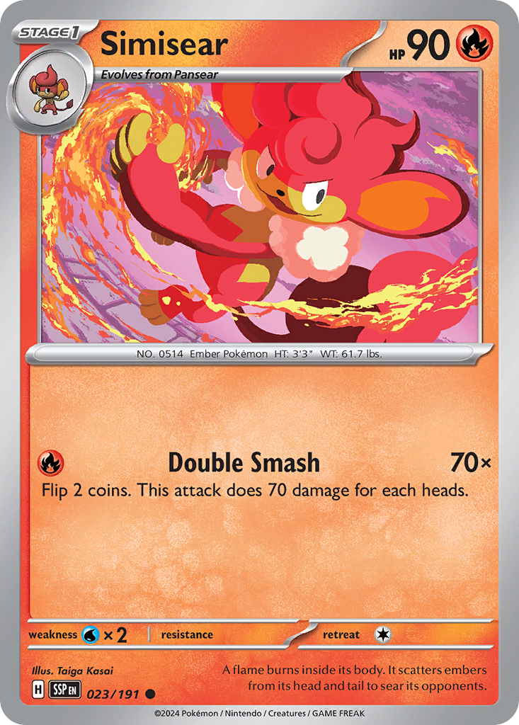 Simisear 23/191 Common | Surging Sparks | Pokemon Card