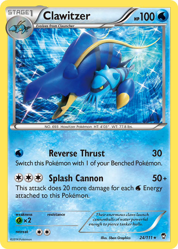 Clawitzer 24/111 Rare Holo | Furious Fists | Pokemon Card