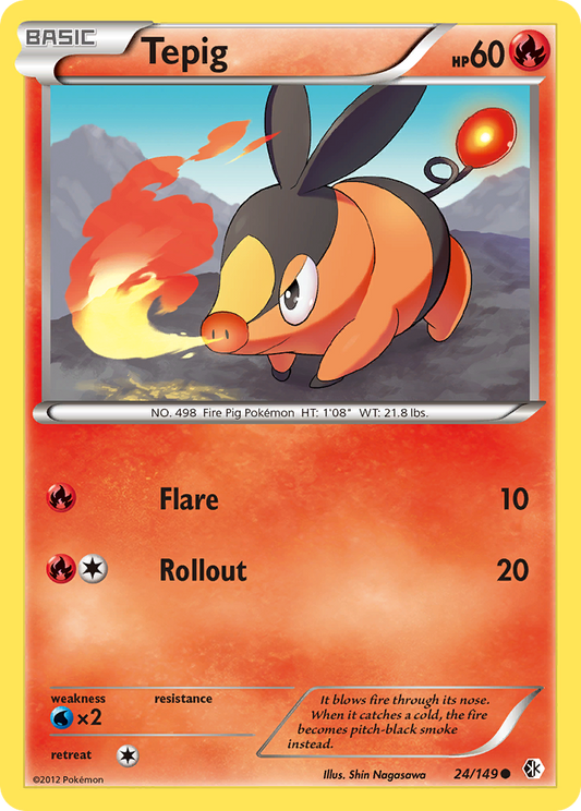 Tepig 24/149 Common | Boundaries Crossed | Pokemon Card