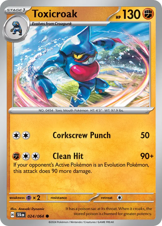 Toxicroak 24/64 Common | Shrouded Fable | Pokemon Card