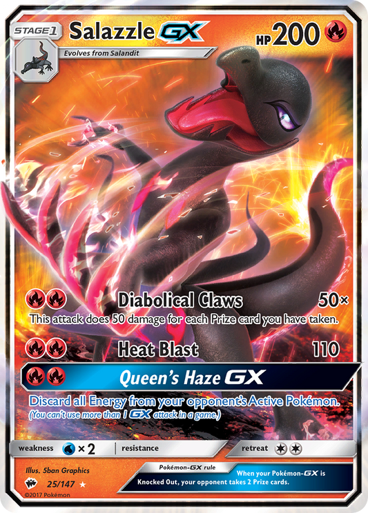 Salazzle-GX 25/147 Rare Holo GX | Burning Shadows | Pokemon Card