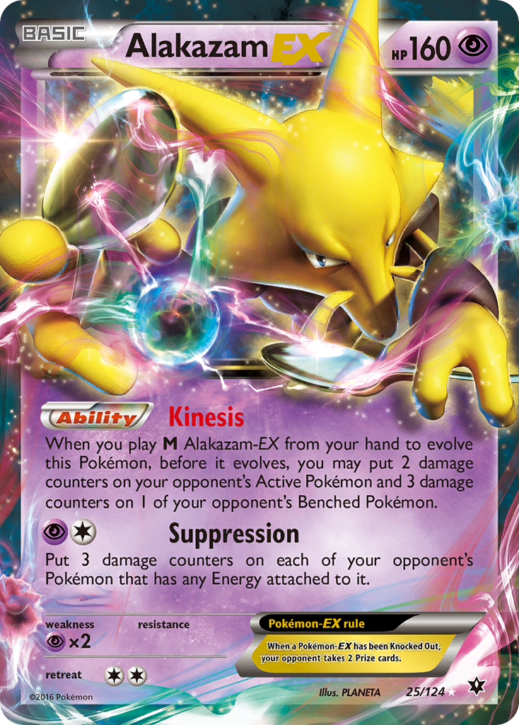 Alakazam-EX 25/124 Rare Holo EX | Fates Collide | Pokemon Card