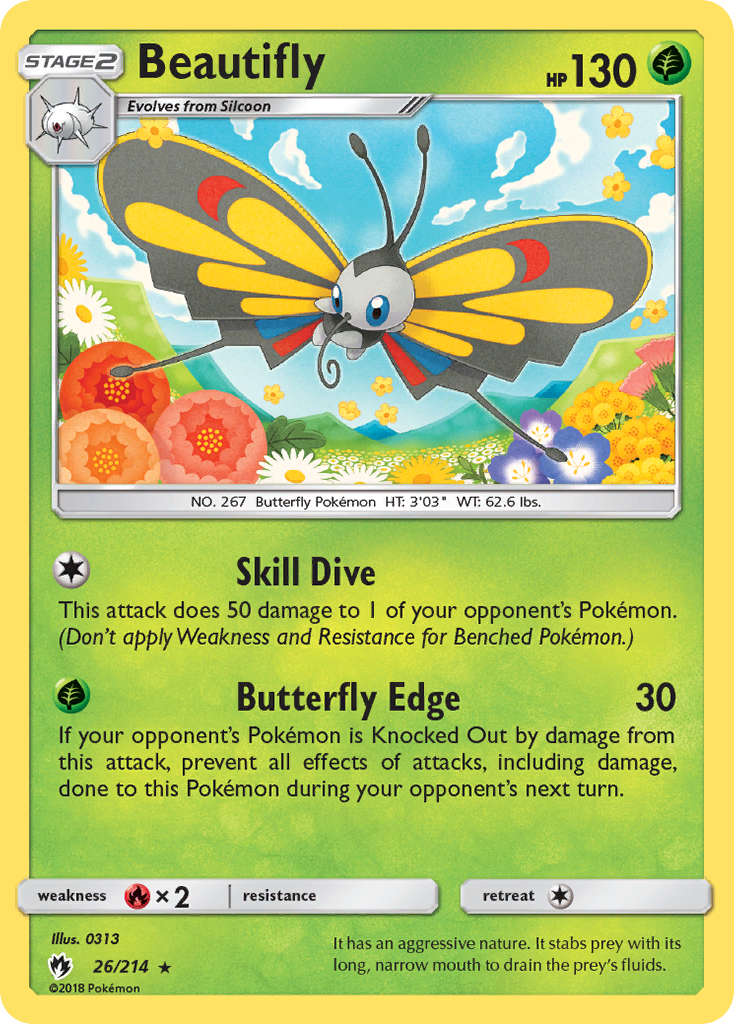 Beautifly 26/214 Rare | Lost Thunder | Pokemon Card