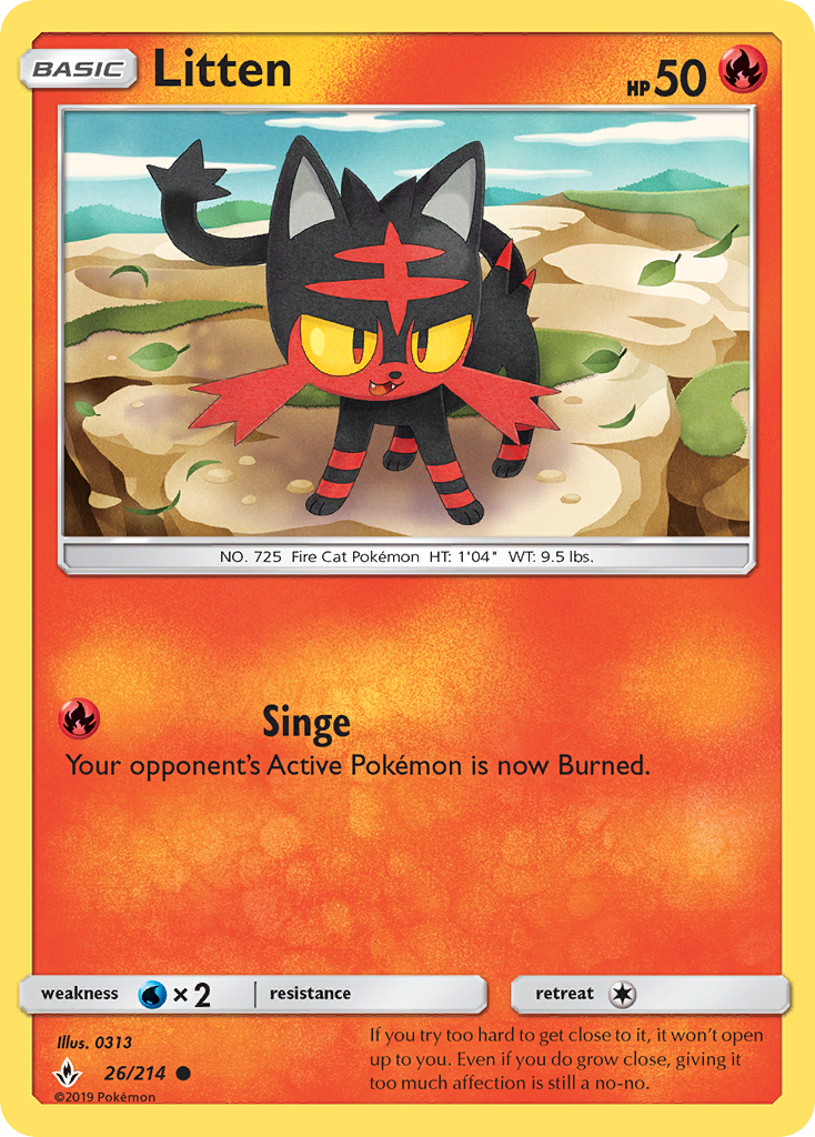 Litten 26/214 Common | Unbroken Bonds | Pokemon Card