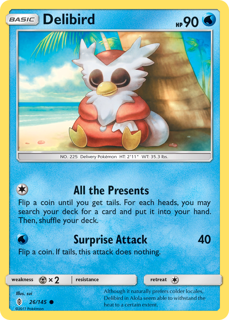 Delibird 26/145 Common | Guardians Rising | Pokemon Card